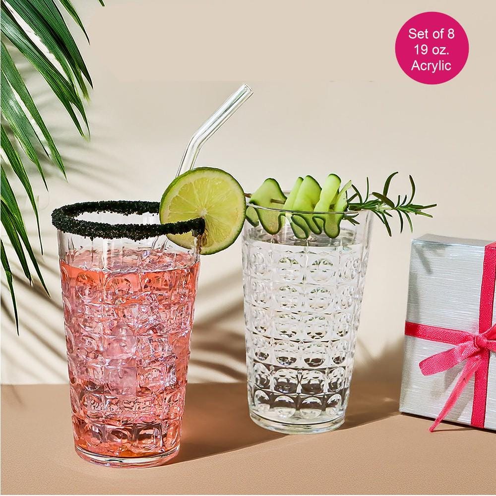 Clear Hobnail Bubble Acrylic Tumblers (set of 8)  Shatterproof Cocktail  Drink Cups (19 Oz) - Etsy