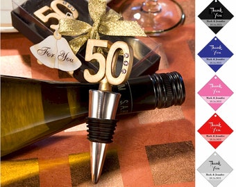 50th Birthday Wine Bottle Stopper, Gold Bottle Stoppers, Milestone Birthday Gifts, 50 Bottle Stopper Birthday Party Favors