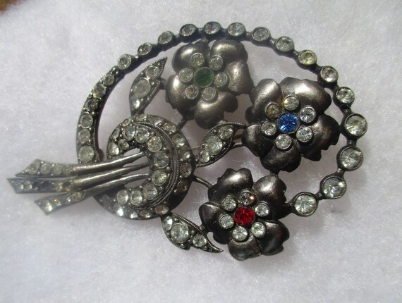 1940's 3.5" STARET Antique Flower Brooch RARE & S… - image 10