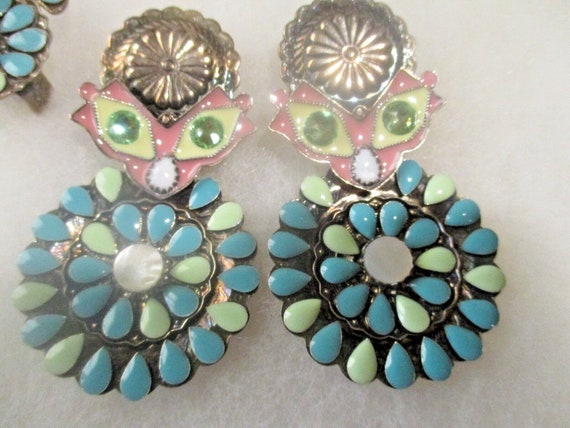 ZOE COSTE 3" MaRDI GrAS Earring + Ring Masked Owl… - image 5