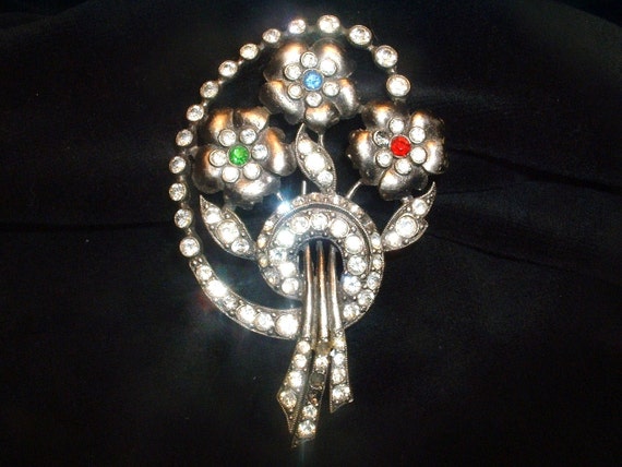 1940's 3.5" STARET Antique Flower Brooch RARE & S… - image 3