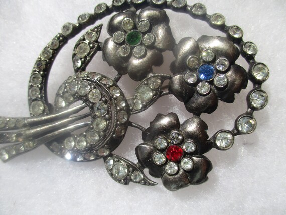 1940's 3.5" STARET Antique Flower Brooch RARE & S… - image 9