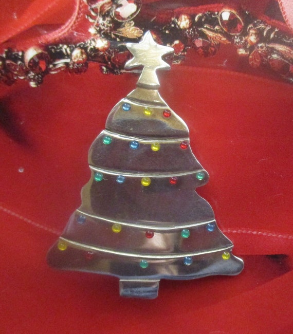 Sterling A & J Christmas Tree Pin Brooch Twinkle T