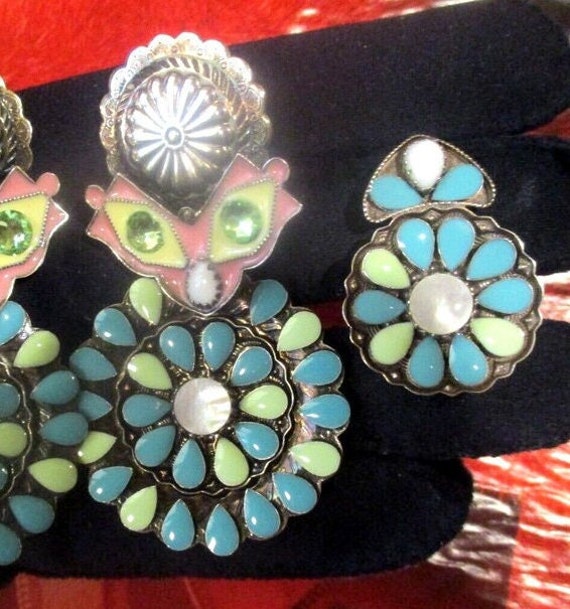 ZOE COSTE 3" MaRDI GrAS Earring + Ring Masked Owl… - image 1