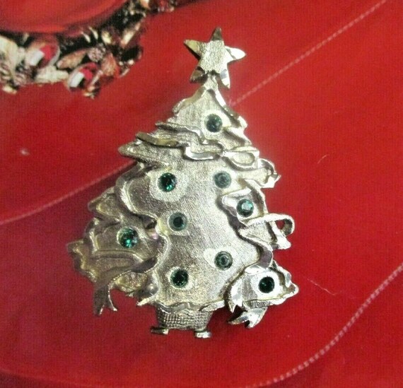 OLIT Inc Christmas Tree Pin Brooch Green Red Enam… - image 6