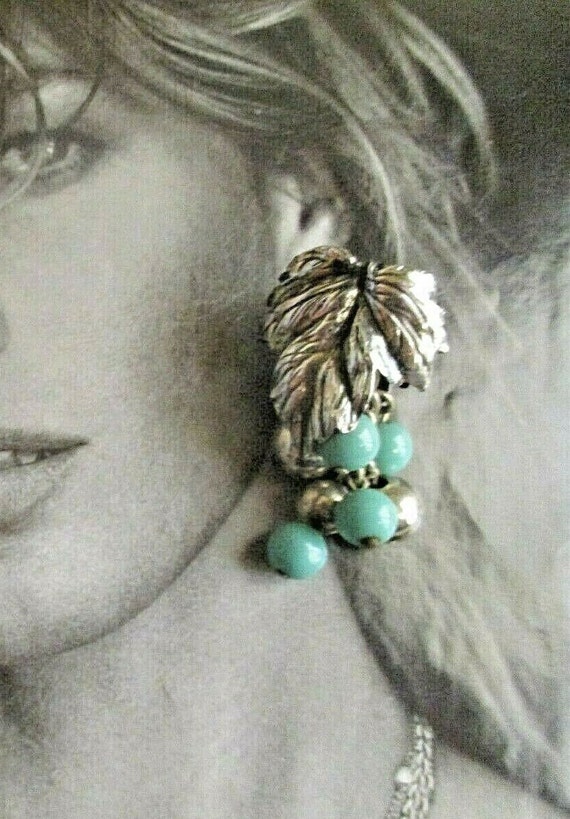 Awesome Napier Turquoise Earrings 2" x 1" HUGE 195