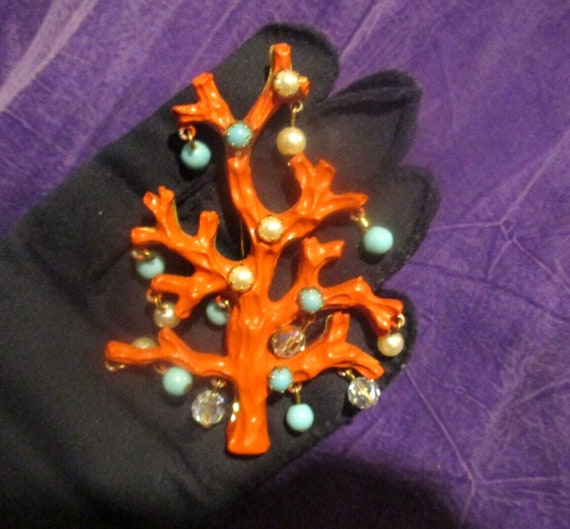 The Mermaid's Coral Branch Christmas Tree Brooch … - image 5