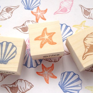 Seashells beach decoration rubber stamps