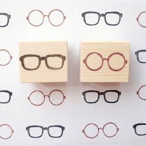 Fashion glasses, Rubber stamp, Hobonichi decoration, Japanese stationery