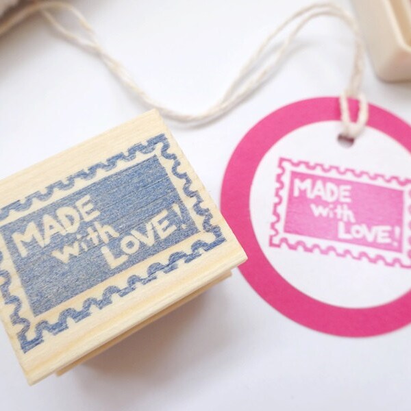 Made with LOVE stamp, Stamp for handmade items, Stamp shape, Eraser stamp, Handmade stamp, Home made