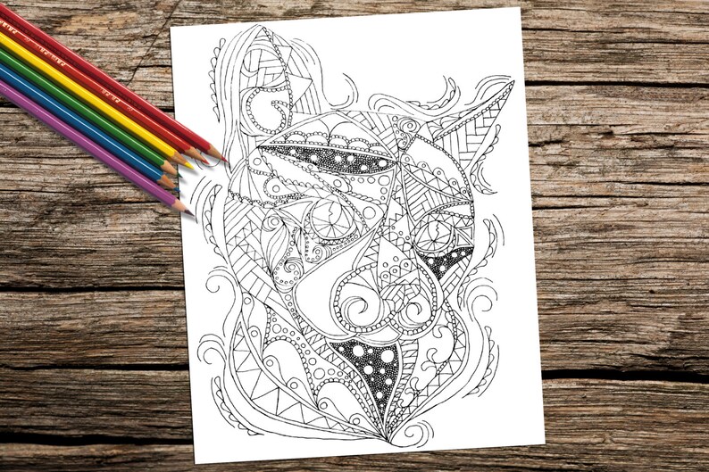 Download Mandala Cat Zentangle Coloring PDF Geometric Art for Adult ...