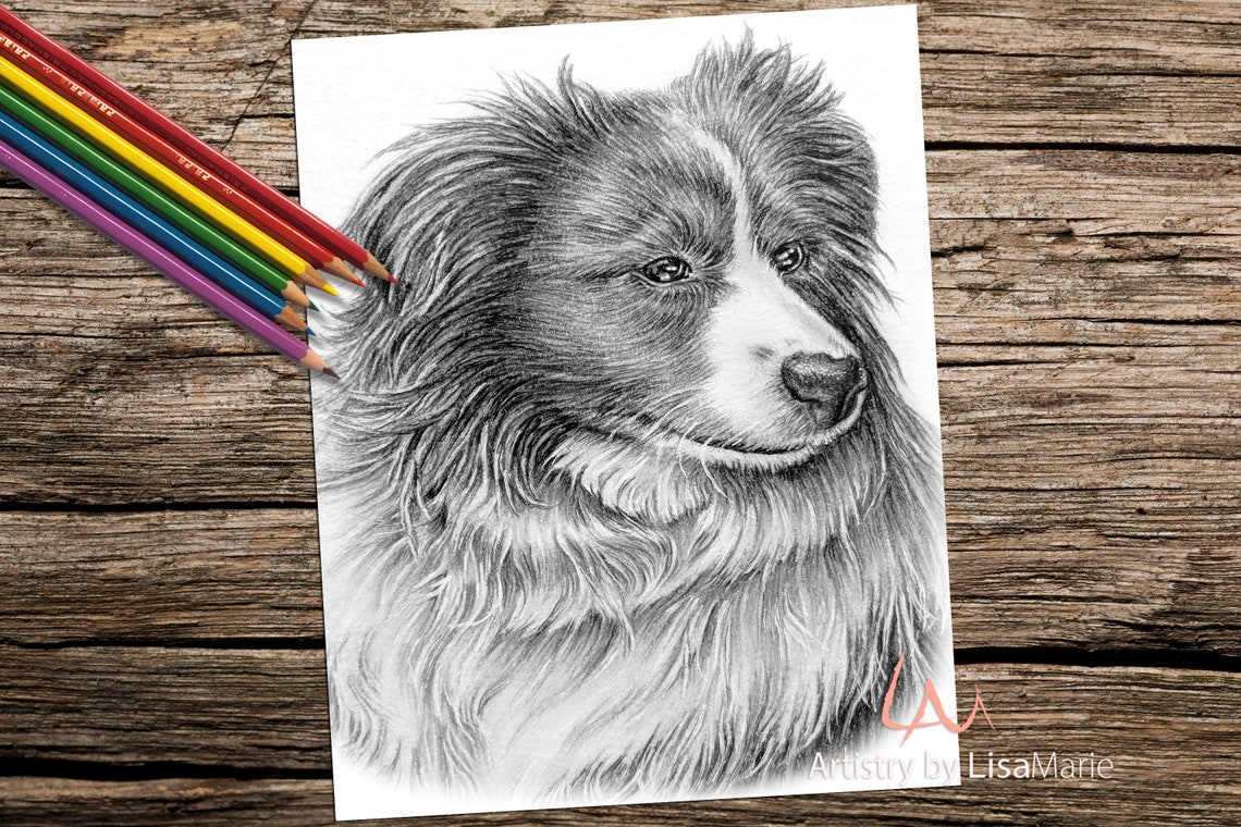 Printable Adult Coloring Pages in PDF and JPG Grayscale Dog | Etsy