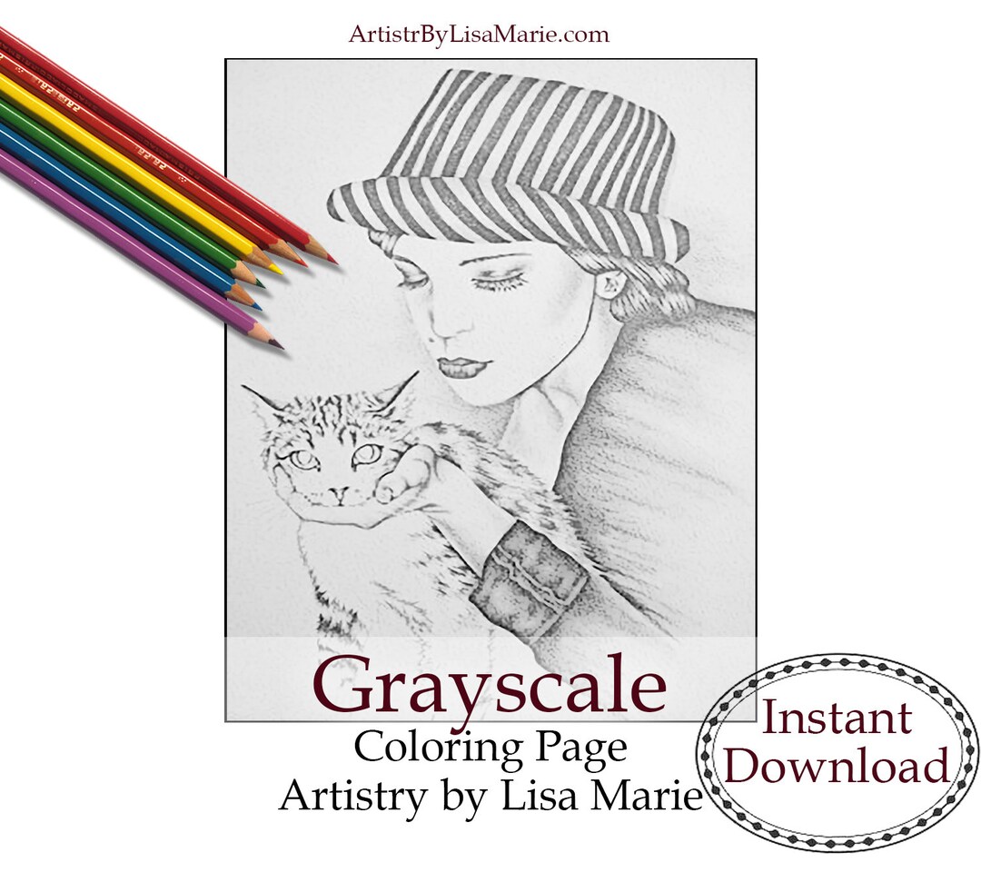 Cat Coloring, Adult Coloring Page, Coloring Pages, Instant Download