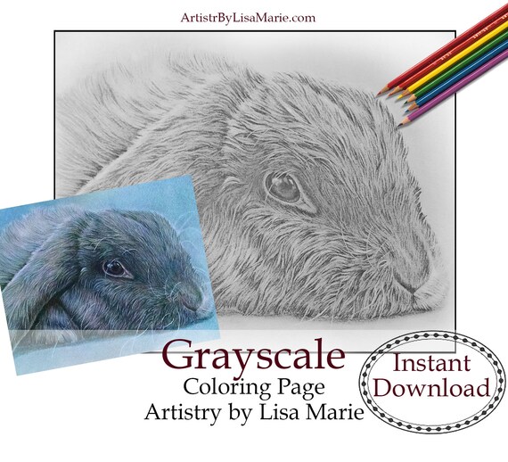 Grayscale Coloring Page Printable Instant Download Digital | Etsy