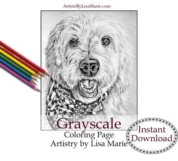 Coloring Page Printable Coloring Page Golden Doodle Instant Etsy