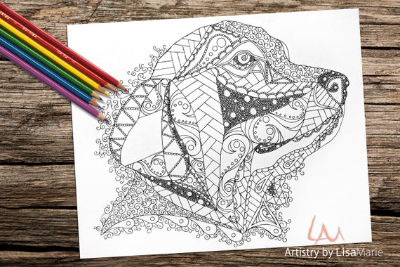 coloriage de chien mignon adulte pages a colorier etsy ange loup anime