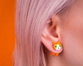 Polymer clay charms | Orange cat earring | Orange cat stud | Orange cat jewelry | Orange cat accessories | orange kawaii cat | Two cats N031