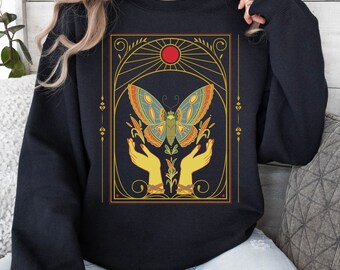 Art Nouveau Garden Sweater, Art Deco Gardening Top, Celestial Sweater, Art Nouveau Butterfly Sweatshirt, Earth Day Top, Gift For Artist