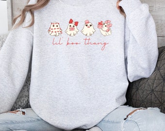 Lil' Boo Thang Sweatshirt for Valentine's, Teacher V Day Shirt For School, Valentine's Ghost Sweater