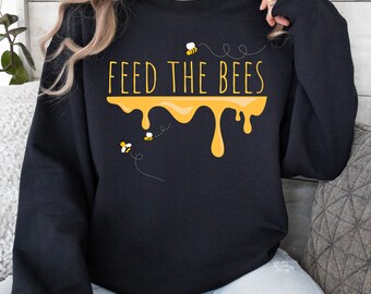 Feed The Bees Black Crewneck Sweatshirt, Gift For Beekeeper, Beekeeping Gift, Farmer Gift, Gift For Mom, Father's Day