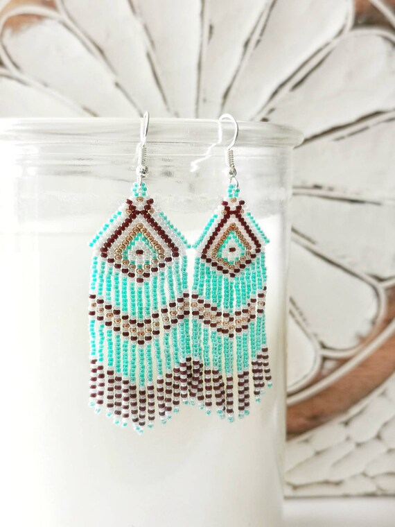 Turquoise fringe best sale earrings