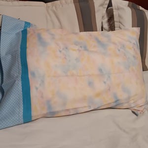 Pillow Case sky blue with white daisy print