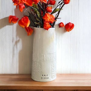 couple personalized anniversary vase Personalized Tall Round Handmade Ceramic Vase custom handmade ceramic wedding gift custom gift for them