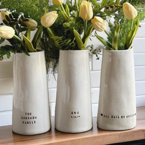 Personalized handmade ceramic vase custom home decor personalized gift vase housewarming gift for couple custom message personalized vase