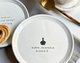 Personalized Ceramic Plate – Custom Name Keepsake – 7" or 9" Handmade Gift – Birthday or Celebration Dish