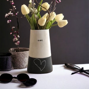 Handmade personalized ceramic vase with chalkboard finish custom gift vase for couple housewarming flower vase with option to personalize