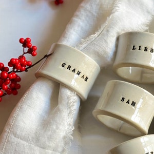 Custom ceramic Napkin Rings handmade engraved napkin ring family housewarming present ceramic gift for party event  napkin ring