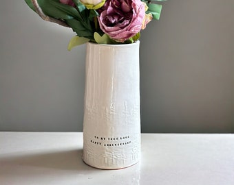 Personalized Tall Round Handmade Ceramic Vase custom handmade ceramic wedding gift custom gift for couple personalized anniversary vase