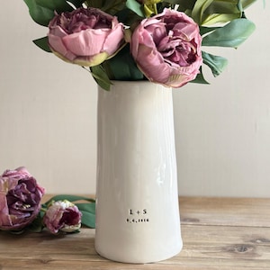 Personalized anniversary vase handmade ceramic 10&quot; or 12&quot;  flower vase Tall Personalized Round Vase couple gift personalized gift for her