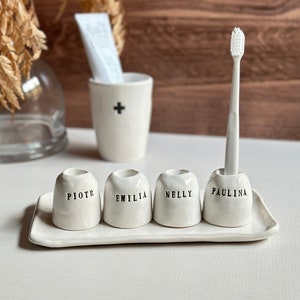 Handmade ceramic bathroom accessory custom individual handmade Toothbrush holder personalized ceramic bathroom decor space-saving gift