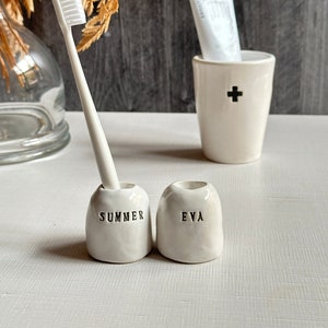 Handmade ceramic bathroom accessory custom individual handmade Toothbrush holder personalized ceramic bathroom decor space-saving gift