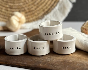 Set of personalized Napkin Rings handmade engraved ceramic napkin ring housewarming present ceramic gift for family event napkin rings