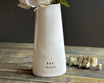 Special occasion personalized handmade ceramic vase custom flower vase custom engraved gift vase for her handmade personalized flower vase