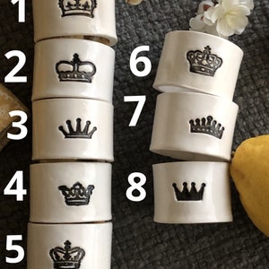 Crown ceramic handmade napkin ring crown table decor gift for queen mom handmade housewarming couple gift for mothers day napkin ring image 2