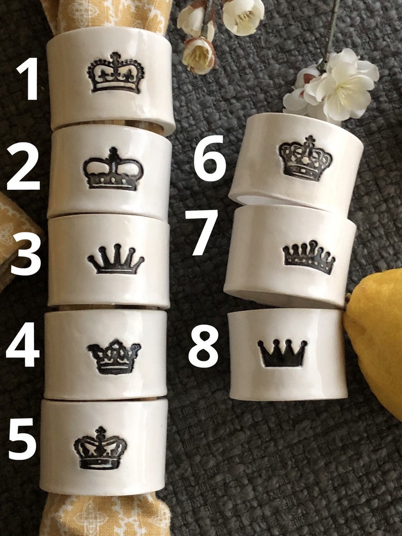 Crown ceramic handmade napkin ring crown table decor gift for queen mom handmade housewarming couple gift for mothers day napkin ring image 2