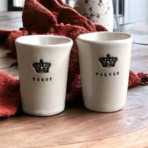 Handmade Ceramic Engraved Crown Cup Queen Lover Tumbler Set Personalized Mom Gift Handcrafted Gift for Queen Lover Crown Collection Cup