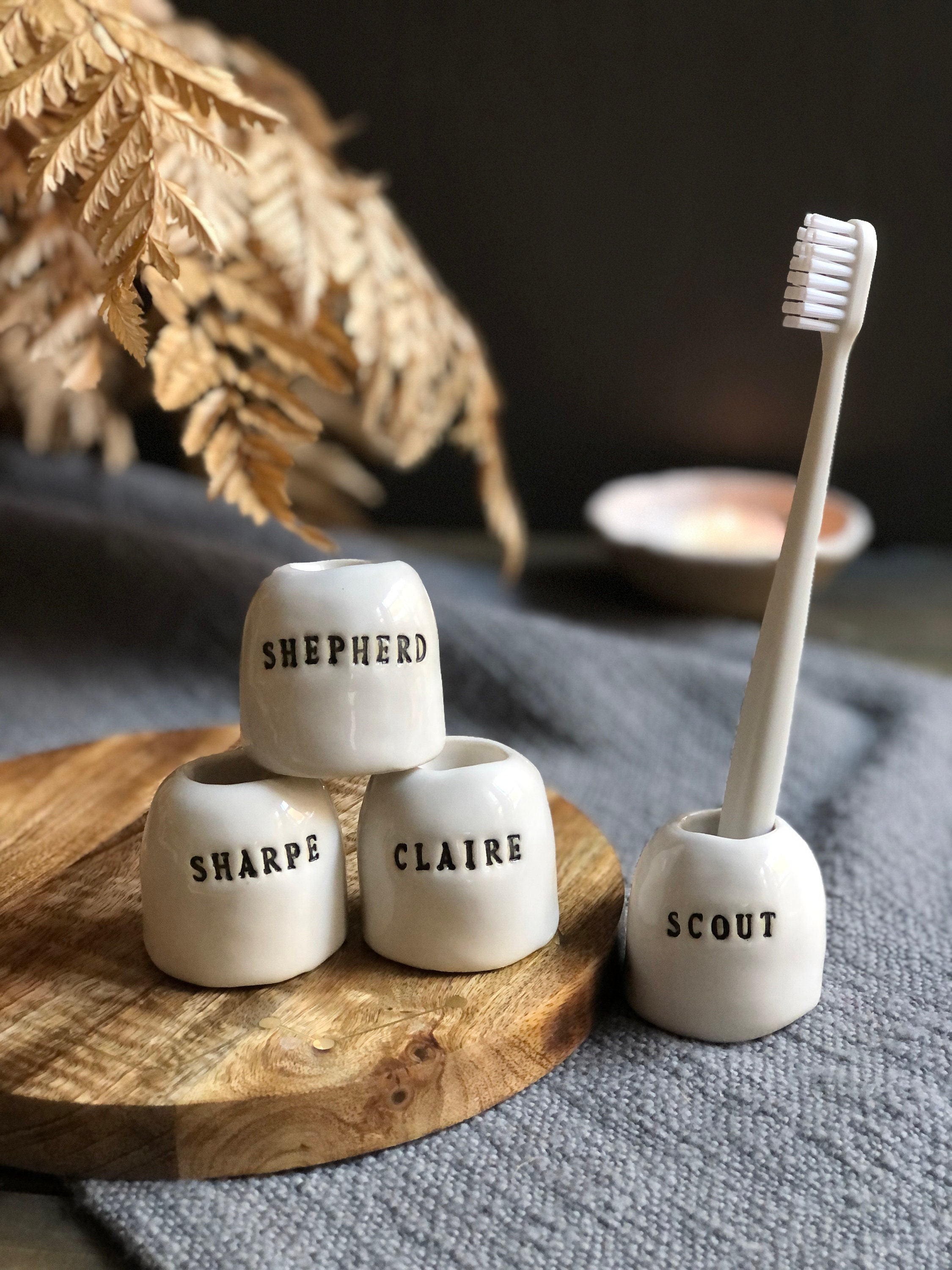 Handmade ceramic Custom/ personalized Individual Toothbrush holders (made to order)