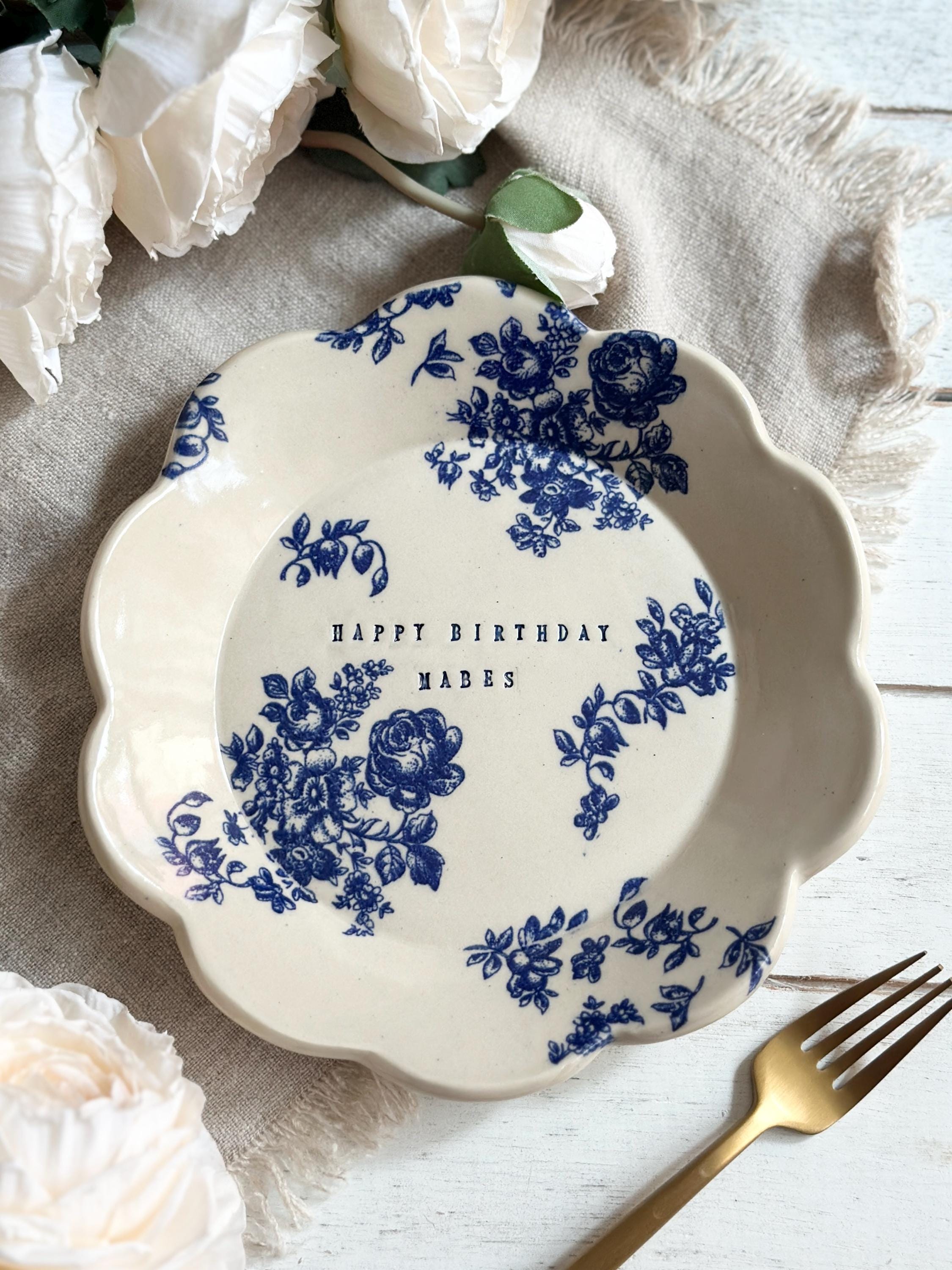 8 Blue Flower Plates - Etsy
