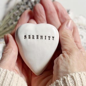 Personalized ceramic heart stone handmade custom name heart meaningful gift for her small pottery keepsake memory token  ceramic heart gift