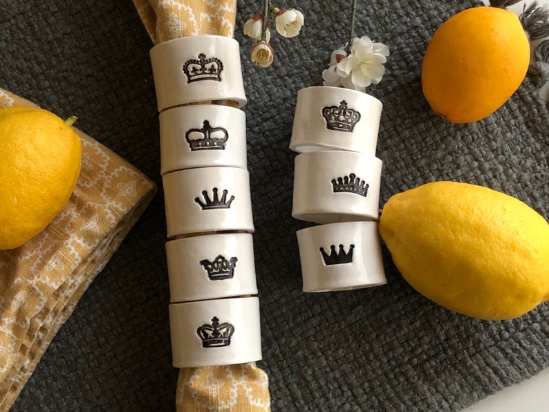 Crown ceramic handmade napkin ring crown table decor gift for queen mom handmade housewarming couple gift for mothers day napkin ring image 1