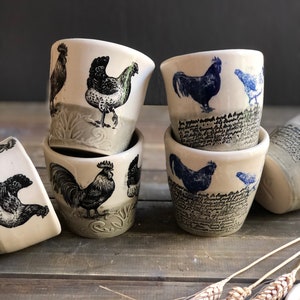 Bauernhof Sammeltasse, blaue Hahn Tasse, Cappuccino-Tasse, handgemachte Keramik Espresso-Tasse, Macchiato-Tasse, Geschenke für Kaffee-Liebhaber, Teetasse Bild 5