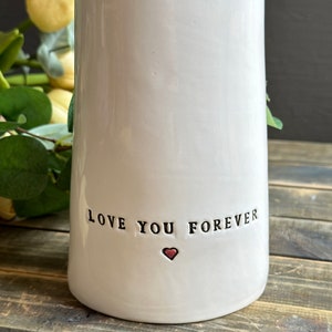 Custom anniversary gift for wife or couple personalized handmade ceramic flower vase personalized wedding gift custom engraved flower vase image 2