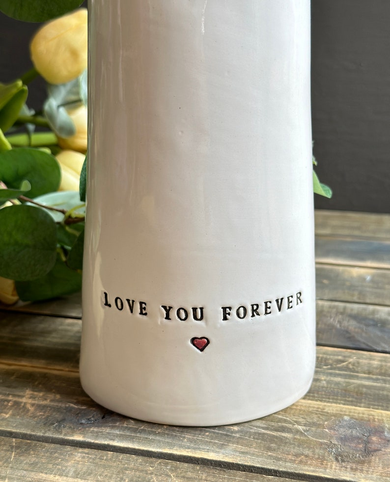 Custom anniversary gift for wife or couple personalized handmade ceramic flower vase personalized wedding gift custom engraved flower vase image 2