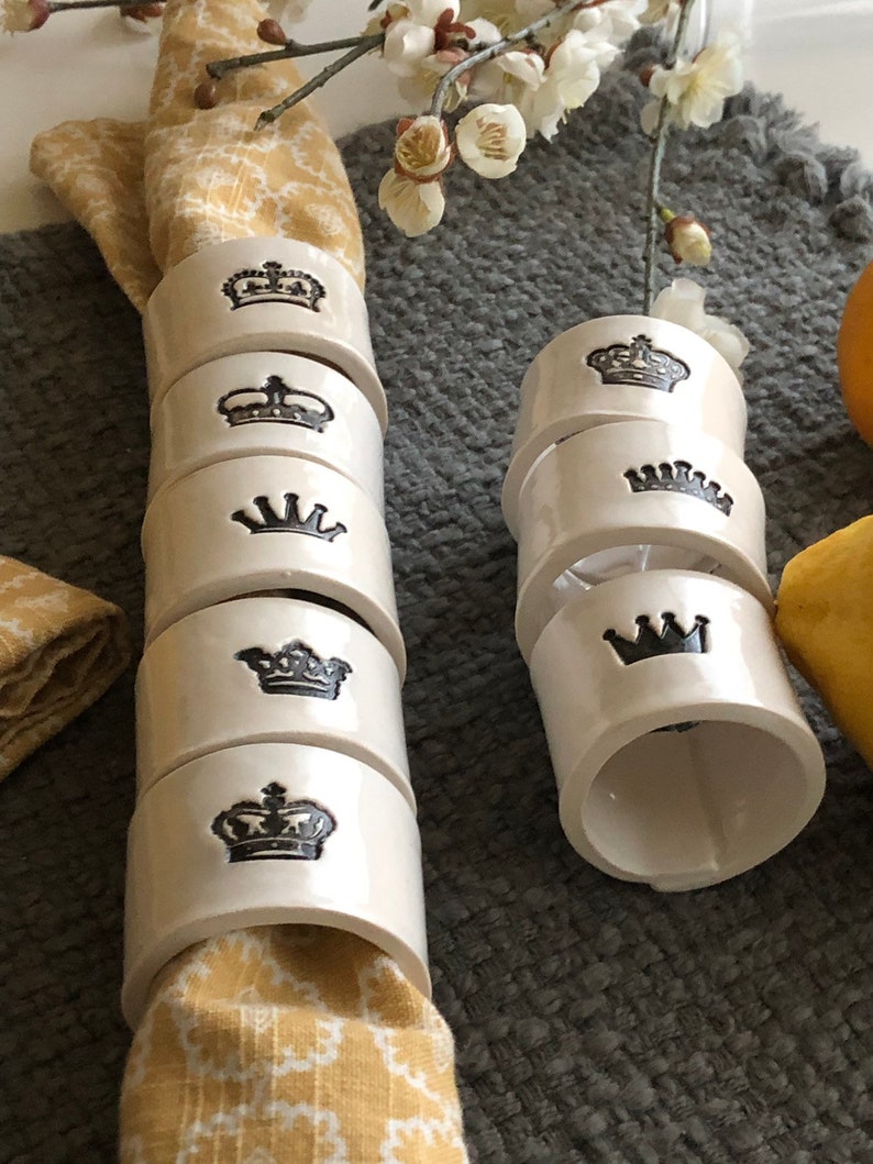 Crown ceramic handmade napkin ring crown table decor gift for queen mom handmade housewarming couple gift for mothers day napkin ring image 8