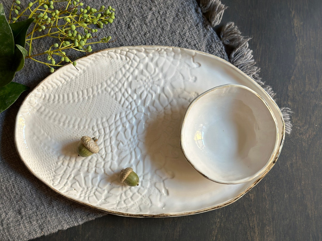 Handmade White Ceramic Serving Platter/ OVAL Serving Platter / Etsy