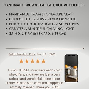 Silver crown handmade ceramic tealight holder votice holder & match cloche gift set crown home decor housewarming gift crown tealight holder image 6